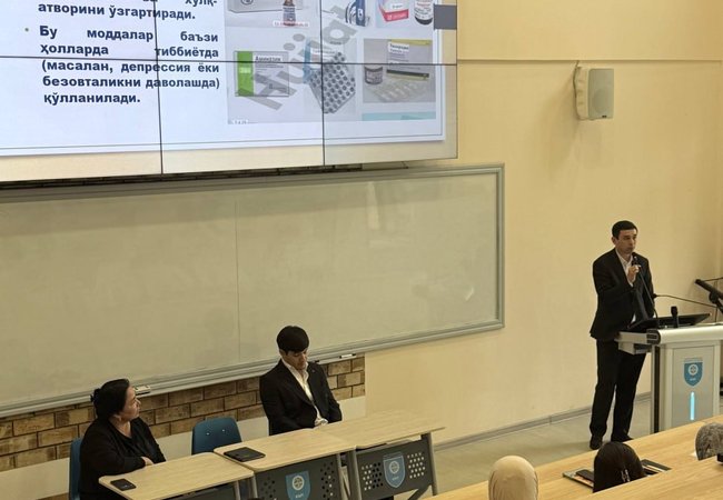 22 апреля для студентов медицинского направления было организовано профилактическое мероприятие на тему «Исследование наркотических средств, психотропных веществ и прекурсоров» с участием старшего эксперта ЭКБМ МВД Республики Узбекистан, старшего лейтенан